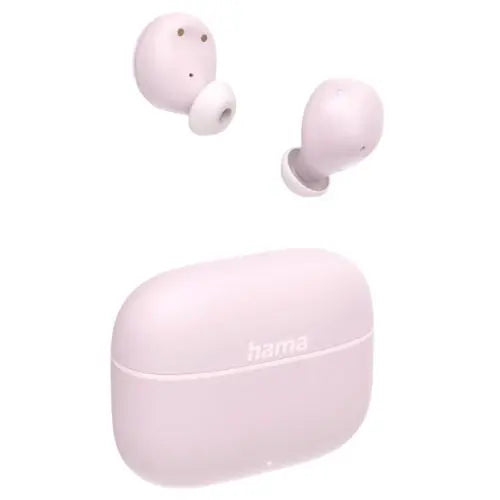 Hama (Freedom Buddy II) Bluetooth Earbuds True Wireless with Mic, Bass Boost, Touch/Voice Control, 20 Hour Battery, Charging/Carry Case, Pink - HONORABLE VETERANS SOLUTIONS