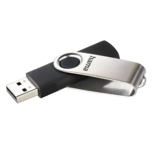Hama Rotate 16GB USB 2.0 Memory Pen, Rotating Cap, Keyring, Black/Silver - HONORABLE VETERANS SOLUTIONS