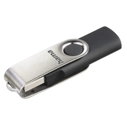 Hama Rotate 16GB USB 2.0 Memory Pen, Rotating Cap, Keyring, Black/Silver - HONORABLE VETERANS SOLUTIONS