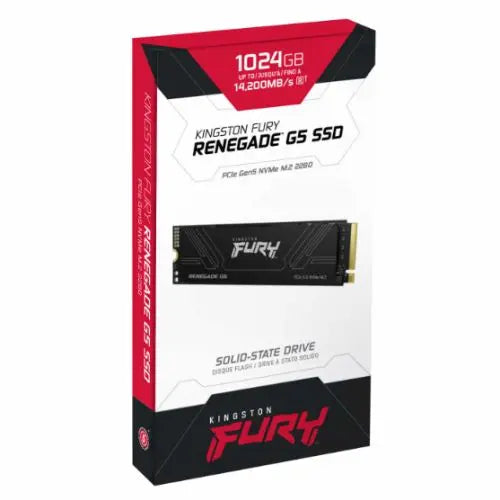 Kingston 1TB Fury Renegade G5 Gen5 M.2 NVMe SSD, M.2 2280, PCIe 5.0, 3D TLC NAND, R/W 14.2K/11K MB/s, 2.2M/2.15M IOPS - HONORABLE VETERANS SOLUTIONS