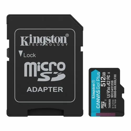 Kingston 512GB Canvas Go! Plus Gen4 MicroSDXC Card with SD Adapter, UHS-I Class 10, U3, A2 App Performance, 200MB/s - HONORABLE VETERANS SOLUTIONS