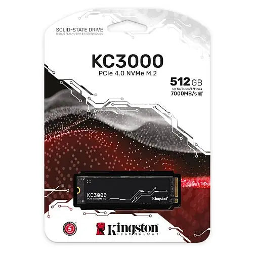 Kingston 512GB KC3000 M.2 NVMe Gen4 SSD, M.2 2280, PCIe4, 3D TLC NAND, R/W 7000/3900 MB/s, 450K/900K IOPS, Aluminium Heatspreader - HONORABLE VETERANS SOLUTIONS