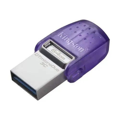 Kingston 64GB DataTraveler microDuo 3C USB-A & USB-C 3.2 Gen1 Memory Pen, Rotating Cap, 200MB/s - HONORABLE VETERANS SOLUTIONS