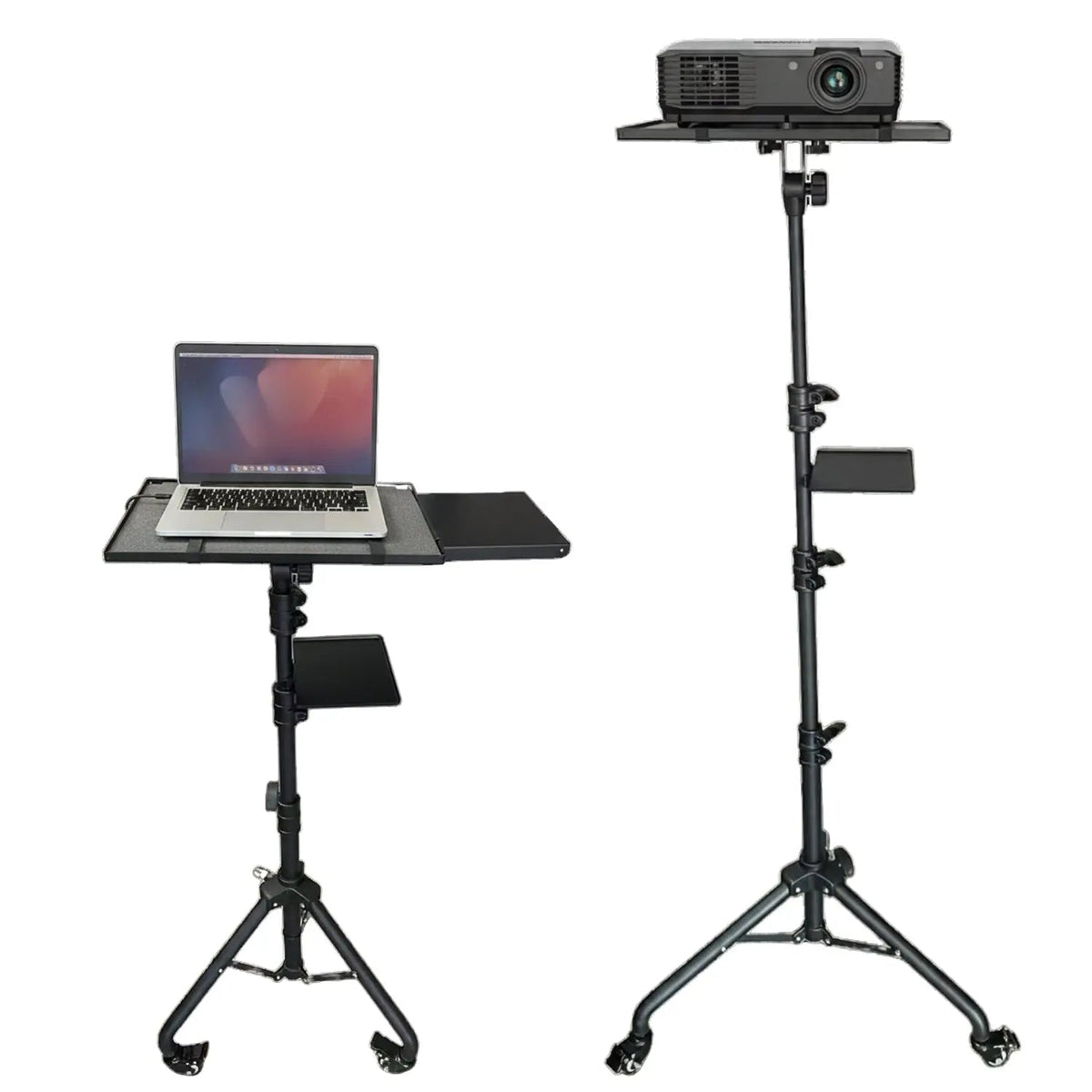 Projector Stand 29.5 to 71 Inch Adjustable Tripod 2 Shelves Portable Laptop Cart w Phone Holder - HONORABLE VETERANS SOLUTIONS