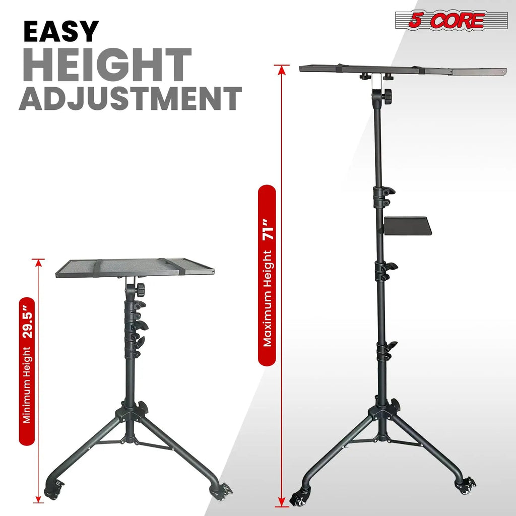 Projector Stand 29.5 to 71 Inch Adjustable Tripod 2 Shelves Portable Laptop Cart w Phone Holder - HONORABLE VETERANS SOLUTIONS