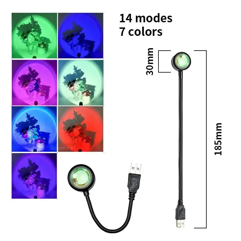 RGB Sunset Lamp Projection Led Night Light Sunset Projection Lamp For Photography Selfie Party Home Living Room Bedroom Decor - HONORABLE VETERANS SOLUTIONS