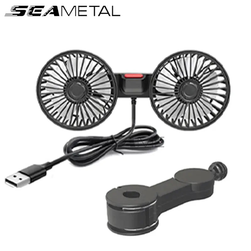 SEAMETAL 3-speed Car Seat Back Cooling Fan USB Charge Dual Head Fan 360 Degree Rotation Neck Cooler for Summer Car Accessories - HONORABLE VETERANS SOLUTIONS