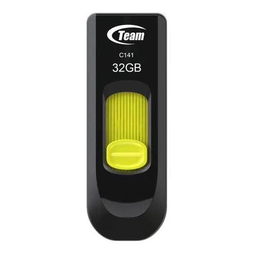 Team 32GB C141 Yellow USB 2.0 Memory Pen, Retractable Design, Ultra-thin 9.5mm - HONORABLE VETERANS SOLUTIONS
