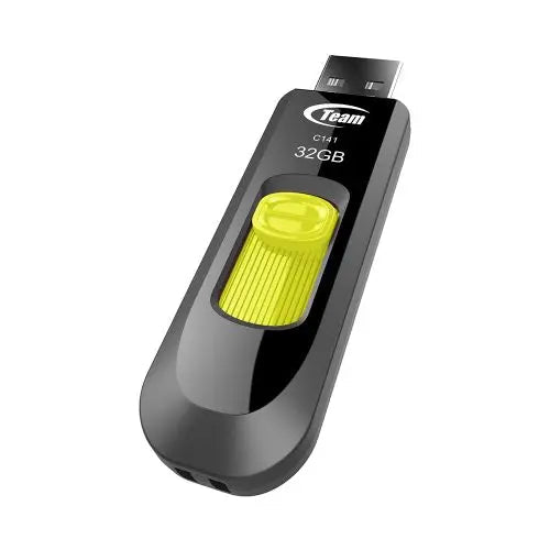 Team 32GB C141 Yellow USB 2.0 Memory Pen, Retractable Design, Ultra-thin 9.5mm - HONORABLE VETERANS SOLUTIONS