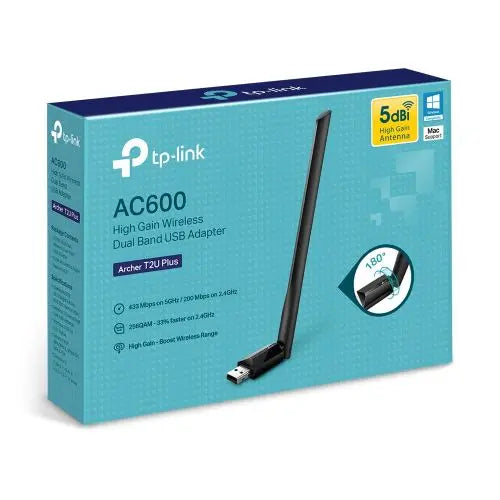 TP-LINK (Archer T2U Plus) AC600 (433+200) High Gain Wireless Dual Band USB Adapter - HONORABLE VETERANS SOLUTIONS