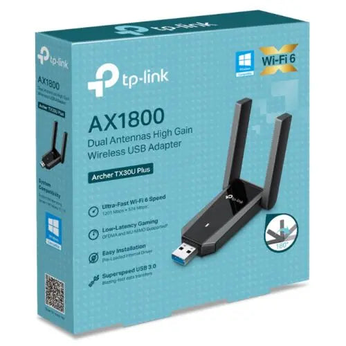 TP-LINK (Archer TX30U Plus) AX1800 Dual Antennas High Gain Wi-Fi 6 USB Adapter, Dual Band, USB 3.0, MU-MIMO, OFDMA, WPA3 - HONORABLE VETERANS SOLUTIONS