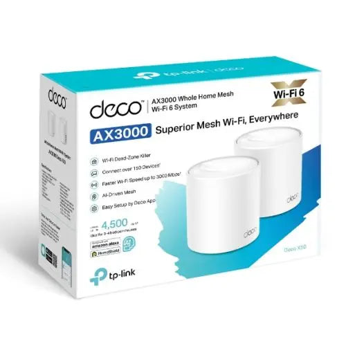 TP-LINK (DECO X50) AX3000 Dual Band Wireless Whole Home Mesh Wi-Fi 6 System, 2 Pack, 3x LAN, OFDMA & MU-MIMO, TP-Link HomeShield - HONORABLE VETERANS SOLUTIONS