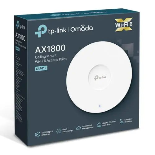 TP-LINK (EAP610 NEW) AX1800 Dual Band Ceiling Mount Wi-Fi 6 Access Point, PoE+, GB LAN, Omada Mesh, Free Software - HONORABLE VETERANS SOLUTIONS