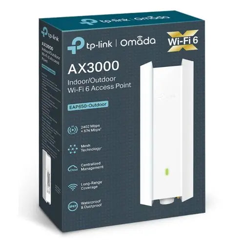 TP-LINK (EAP650-OUTDOOR) Omada AX3000 Indoor/Outdoor Wi-Fi 6 Access Point, Dual Band, OFDMA & MU-MIMO, PoE, Mesh Technology - HONORABLE VETERANS SOLUTIONS