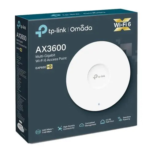 TP-LINK (EAP660 HD) AX3600 Dual Band Wireless Multi-Gigabit Ceiling Mount Wi-Fi 6 Access Point, PoE+, 2.5GB LAN, MU-MIMO, Free Software - HONORABLE VETERANS SOLUTIONS