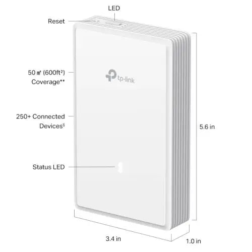 TP-LINK (EAP725-WALL) BE3600 Dual Band Wall Plate Wi-Fi 7 Access Point, PoE, 2.5GB Ports, 160MHz Bandwidth, Omada Mesh, Multi-RUs - HONORABLE VETERANS SOLUTIONS