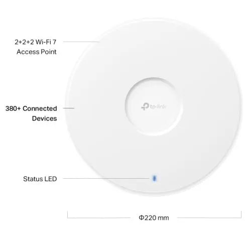 TP-LINK (EAP772) BE9300 Tri-Band Ceiling Mount Wi-Fi 7 Access Point, PoE, 2.5GB Port, Omada Mesh, MLO, Multi-RUs - HONORABLE VETERANS SOLUTIONS