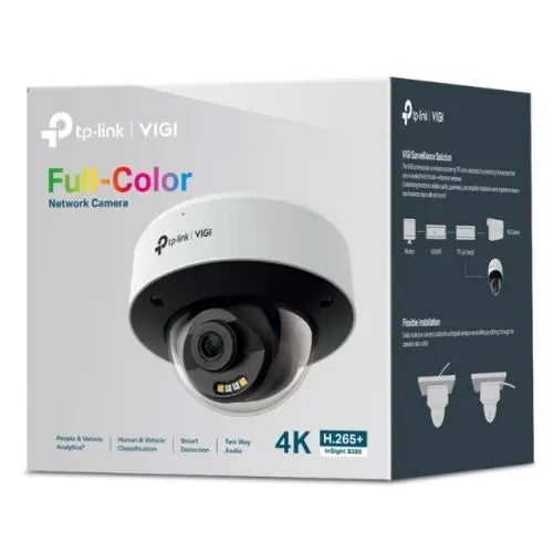 TP-LINK (InSight S285 2.8MM) VIGI 8MP Outdoor Full-Colour Dome Network Camera w/ 2.8mm Lens, IP67, PoE, AI Detection/Classification, Two-Way Audio, H.265+ - HONORABLE VETERANS SOLUTIONS