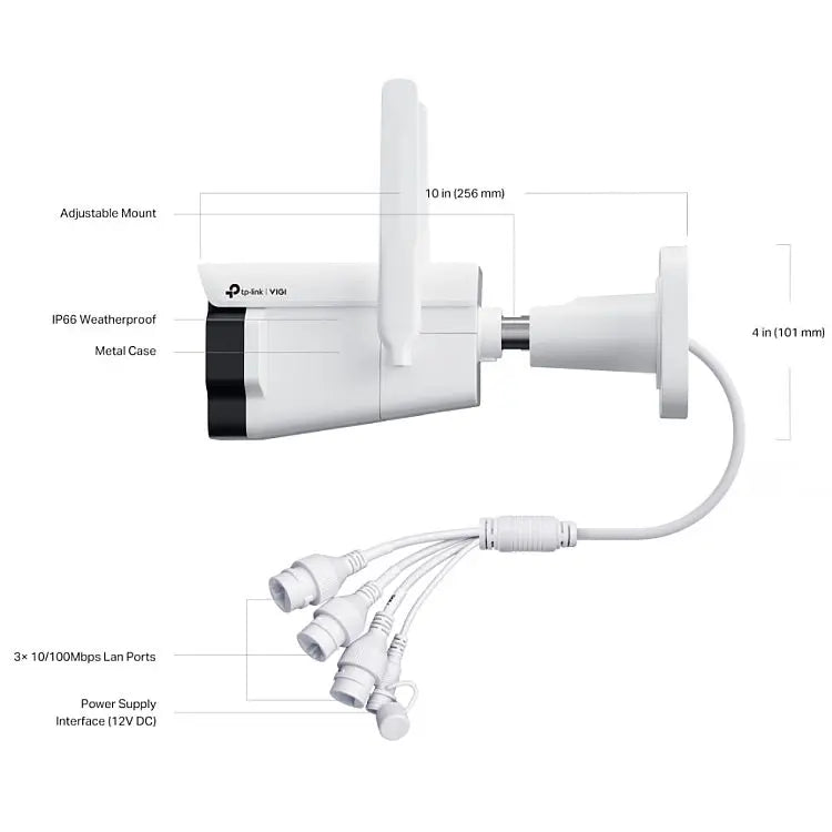 TP-LINK (InSight S345-4G) VIGI 4MP Outdoor Full-Colour 4G Bullet Network Camera w/ 4mm Lens, 4G Mobile Networking, 3x LAN, AI Detection/Classification, Two-Way Audio - HONORABLE VETERANS SOLUTIONS