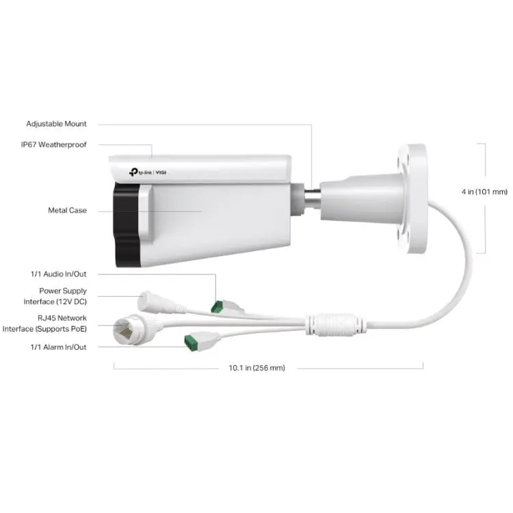 TP-LINK (InSight S345ZI) VIGI 4MP Outdoor IR Motorized Varifocal Bullet Network Camera, 5x Zoom, IP67, PoE, AI Detection/Classification, Two-Way Audio, H.265+ - HONORABLE VETERANS SOLUTIONS