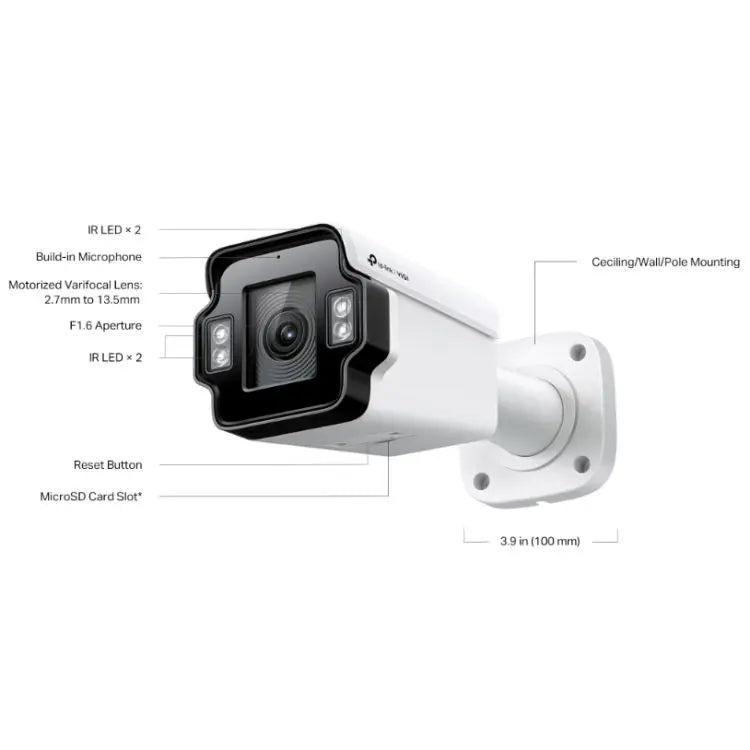 TP-LINK (InSight S345ZI) VIGI 4MP Outdoor IR Motorized Varifocal Bullet Network Camera, 5x Zoom, IP67, PoE, AI Detection/Classification, Two-Way Audio, H.265+ - HONORABLE VETERANS SOLUTIONS