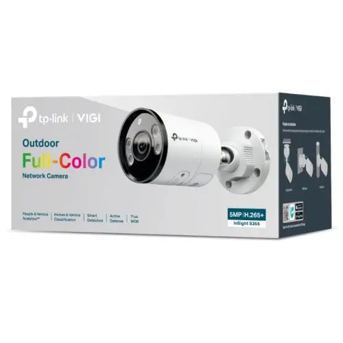 TP-LINK (InSight S355 4MM) VIGI 5MP Outdoor Full-Colour Bullet Network Camera w/ 4mm Lens, IP67, PoE, AI Detection/Classification, Two-Way Audio, H.265+ - HONORABLE VETERANS SOLUTIONS