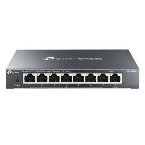 TP-LINK (RP108GE) 8-Port Gigabit Managed Reverse PoE Switch, 7 PoE Input & 1 PoE Output, DC Output, Metal Casing - HONORABLE VETERANS SOLUTIONS