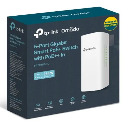 TP-LINK (SG2005P-PD) Omada 5-Port Gigabit Smart Switch with 1-Port PoE++ In and 4-Port PoE+ Out, Outdoor Weatherproof, Centralized Management - HONORABLE VETERANS SOLUTIONS