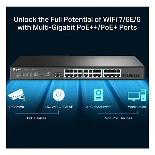 TP-LINK (SG3428XPP-M2) JetStream 24-Port 2.5GBASE-T & 4-Port 10GE SFP+ L2+ Managed Switch with 16-Port PoE+ & 8-Port PoE++, Rackmountable - HONORABLE VETERANS SOLUTIONS
