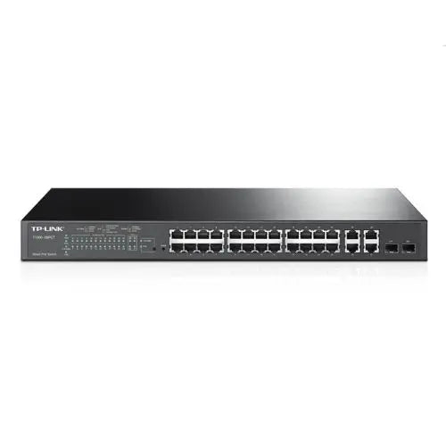 TP-LINK (SL2428P) 24-Port Smart PoE Switch, 24 x 10/100Mbps PoE+ 4-Port Gigabit, 2 Combo GB SFP Slots, Rackmountable - HONORABLE VETERANS SOLUTIONS