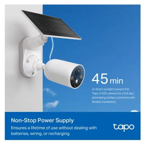 TP-LINK (TAPO C425 KIT) Smart Battery-Powered 2K QHD Outdoor Security Camera & Solar Panel, 10000mAh Battery, Colour Night Vision, AI Detection, 2-Way Audio - HONORABLE VETERANS SOLUTIONS