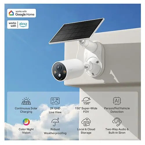 TP-LINK (TAPO C425 KIT) Smart Battery-Powered 2K QHD Outdoor Security Camera & Solar Panel, 10000mAh Battery, Colour Night Vision, AI Detection, 2-Way Audio - HONORABLE VETERANS SOLUTIONS
