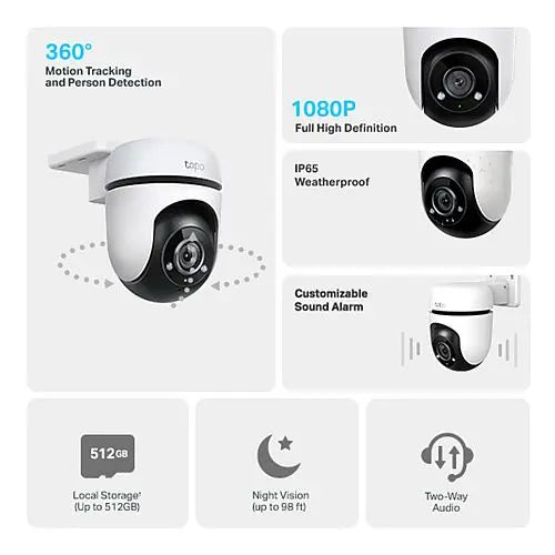 TP-LINK (TAPO C500) Outdoor Pan/Tilt Security Wi-Fi Camera, 360°, Smart AI Detection, Motion Tracking, Customisable Alarm, 2-Way Audio - HONORABLE VETERANS SOLUTIONS