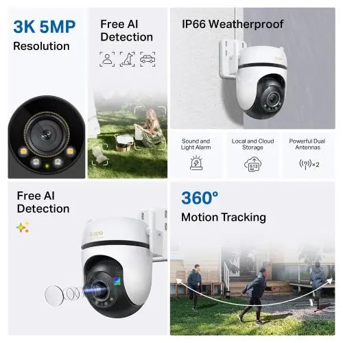 TP-LINK (TAPO C530WS) Outdoor Pan/Tilt 3K 5MP Security Wi-Fi Camera, 360°, Colour Night Vision, Smart AI Detection, Sound & Light Alarm, 2-Way Audio - HONORABLE VETERANS SOLUTIONS