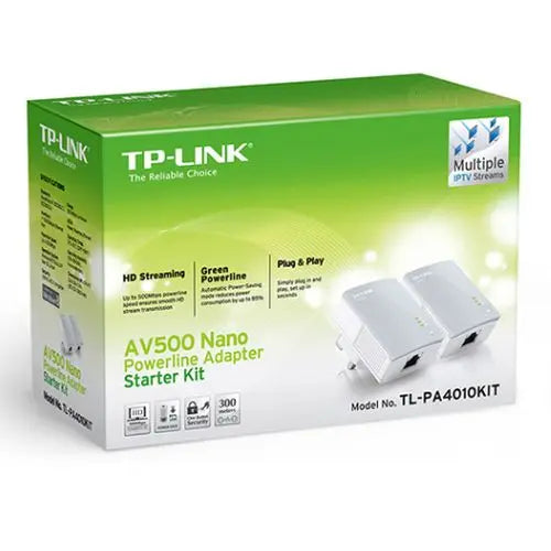 TP-LINK (TL-PA4010KIT V3) AV600 10/100 Powerline Adapter Kit, 1-Port - HONORABLE VETERANS SOLUTIONS