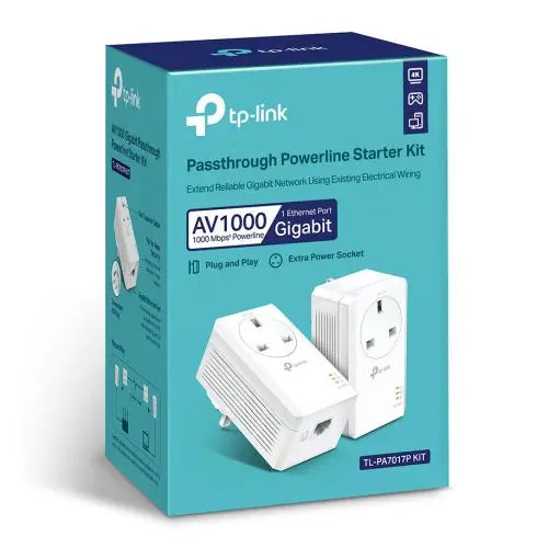 TP-LINK (TL-PA7017P KIT) AV1000 GB Powerline Adapter Kit, 1-Port, AC Pass Through - HONORABLE VETERANS SOLUTIONS