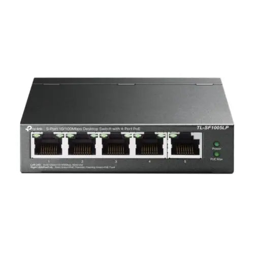 TP-LINK (TL-SF1005LP) 5-Port 10/100 Unmanaged Desktop Switch, 4-Port PoE, Intelligent Power, Steel Case - HONORABLE VETERANS SOLUTIONS