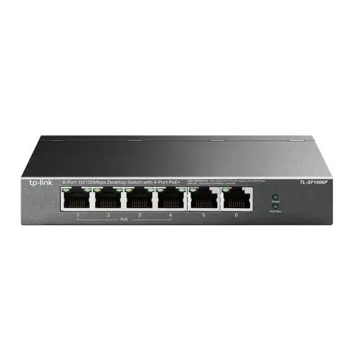 TP-LINK (TL-SF1006P) 6-Port 10/100 Unmanaged Desktop Switch, 4 Port PoE+, Steel Case - HONORABLE VETERANS SOLUTIONS