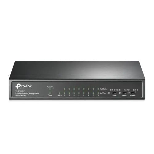 TP-LINK (TL-SF1009P) 9-Port 10/100 Unmanaged Desktop Switch, 8 Port PoE+, Steel Case - HONORABLE VETERANS SOLUTIONS
