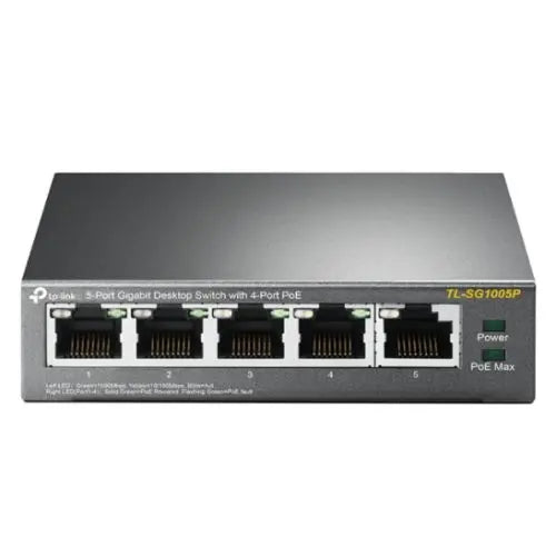TP-LINK (TL-SG1005P) 5-Port Gigabit Unmanaged Desktop Switch, 4 Port PoE+, Steel Case - HONORABLE VETERANS SOLUTIONS