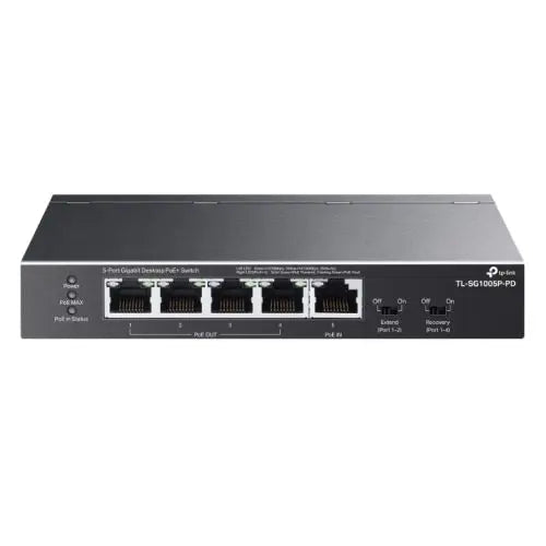 TP-LINK (TL-SG1005P-PD) 5-Port Gigabit Desktop PoE+ Switch with 1-Port PoE++ In and 4-Port PoE+Out, Long-Range PoE+ - HONORABLE VETERANS SOLUTIONS