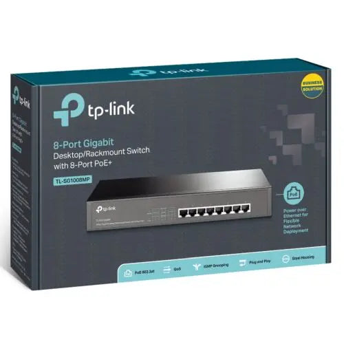 TP-LINK (TL-SG1008MP) 8-Port Gigabit Unmanaged Desktop/Rackmount Switch, 8-Port PoE+, Metal - HONORABLE VETERANS SOLUTIONS