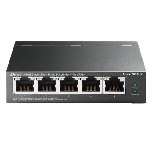 TP-LINK (TL-SG105MPE) 5-Port Gigabit Easy Smart Switch with 4-Port PoE+, Steel Case - HONORABLE VETERANS SOLUTIONS