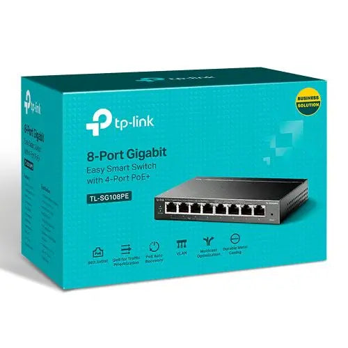 TP-LINK (TL-SG108PE) 8-Port Gigabit Easy Smart Switch with 4-Port PoE+, Steel Case - HONORABLE VETERANS SOLUTIONS
