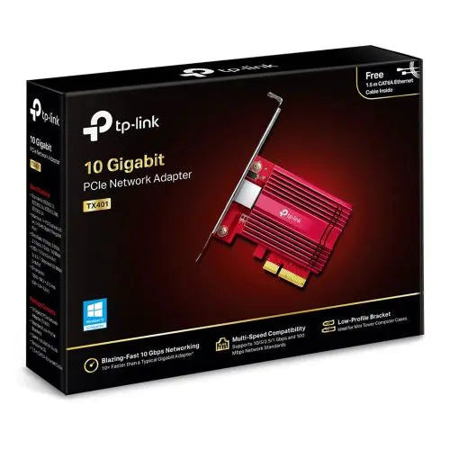 TP-LINK (TX401) 10GBase-T PCI Express Network Adapter, Backwards Compatible, CAT6A Cable, Low-Profile & Full-Height Brackets - HONORABLE VETERANS SOLUTIONS