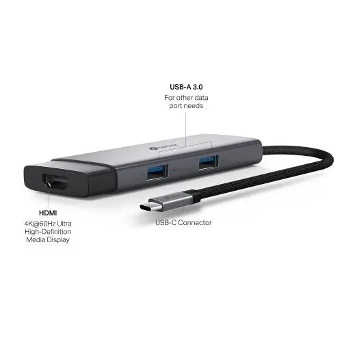 TP-LINK (UH5020C) 5-in-1 USB-C Hub, 1x USB-C (PD 100W), 1x USB-C 5Gbps, 2x USB-A 5Gbps, 1x HDMI 4K - HONORABLE VETERANS SOLUTIONS