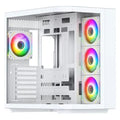 Vida Edge White ARGB Gaming Cube Case w/ Glass Side, Front & Corner, ATX, 4x ARGB PWM Fans, 6-Port Fan Hub & Remote Control, Asus BTF Compatible - HONORABLE VETERANS SOLUTIONS