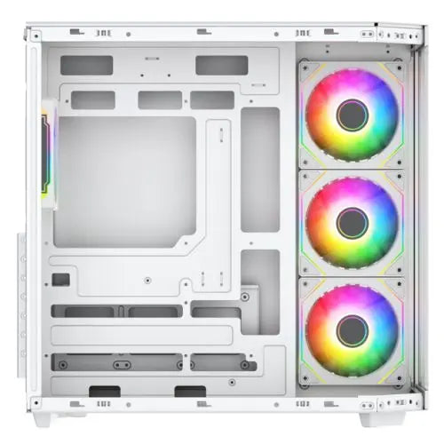 Vida Edge White ARGB Gaming Cube Case w/ Glass Side, Front & Corner, ATX, 4x ARGB PWM Fans, 6-Port Fan Hub & Remote Control, Asus BTF Compatible - HONORABLE VETERANS SOLUTIONS