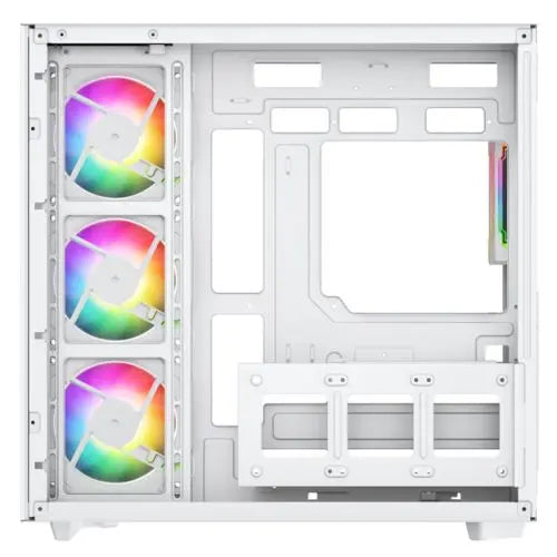 Vida Edge White ARGB Gaming Cube Case w/ Glass Side, Front & Corner, ATX, 4x ARGB PWM Fans, 6-Port Fan Hub & Remote Control, Asus BTF Compatible - HONORABLE VETERANS SOLUTIONS